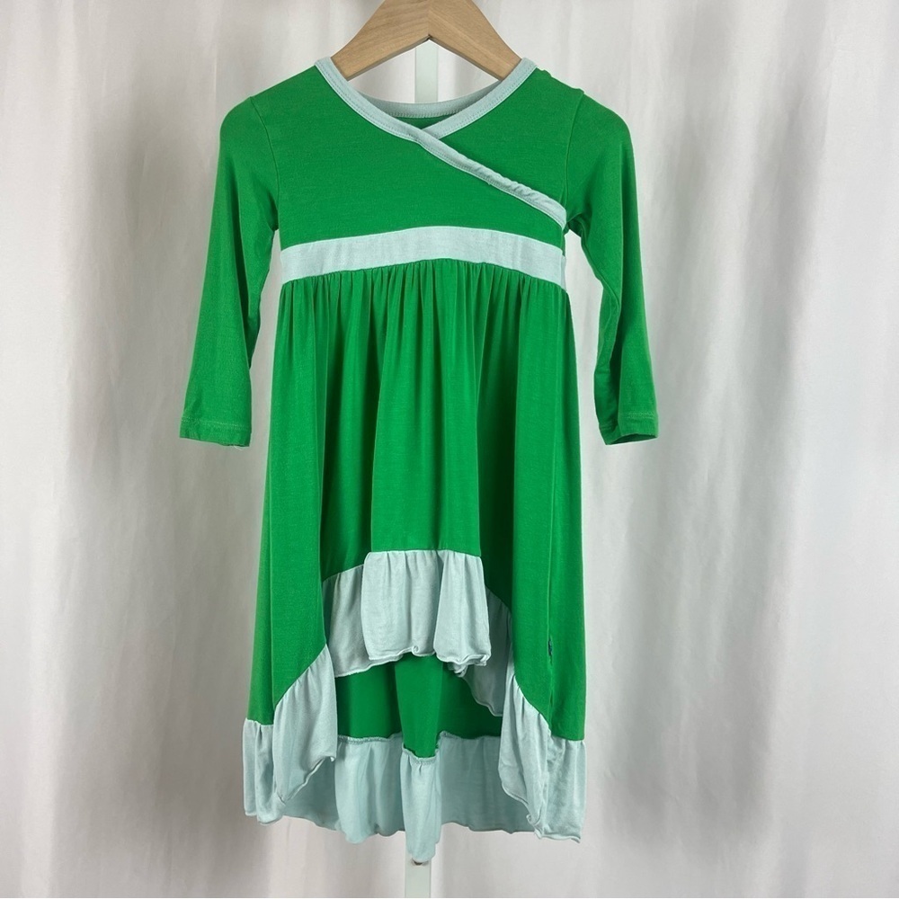 Kickee Pants 18-24 Months Hi Low Ruffle Faux Wrap Dress Fern Spring Buttery Soft